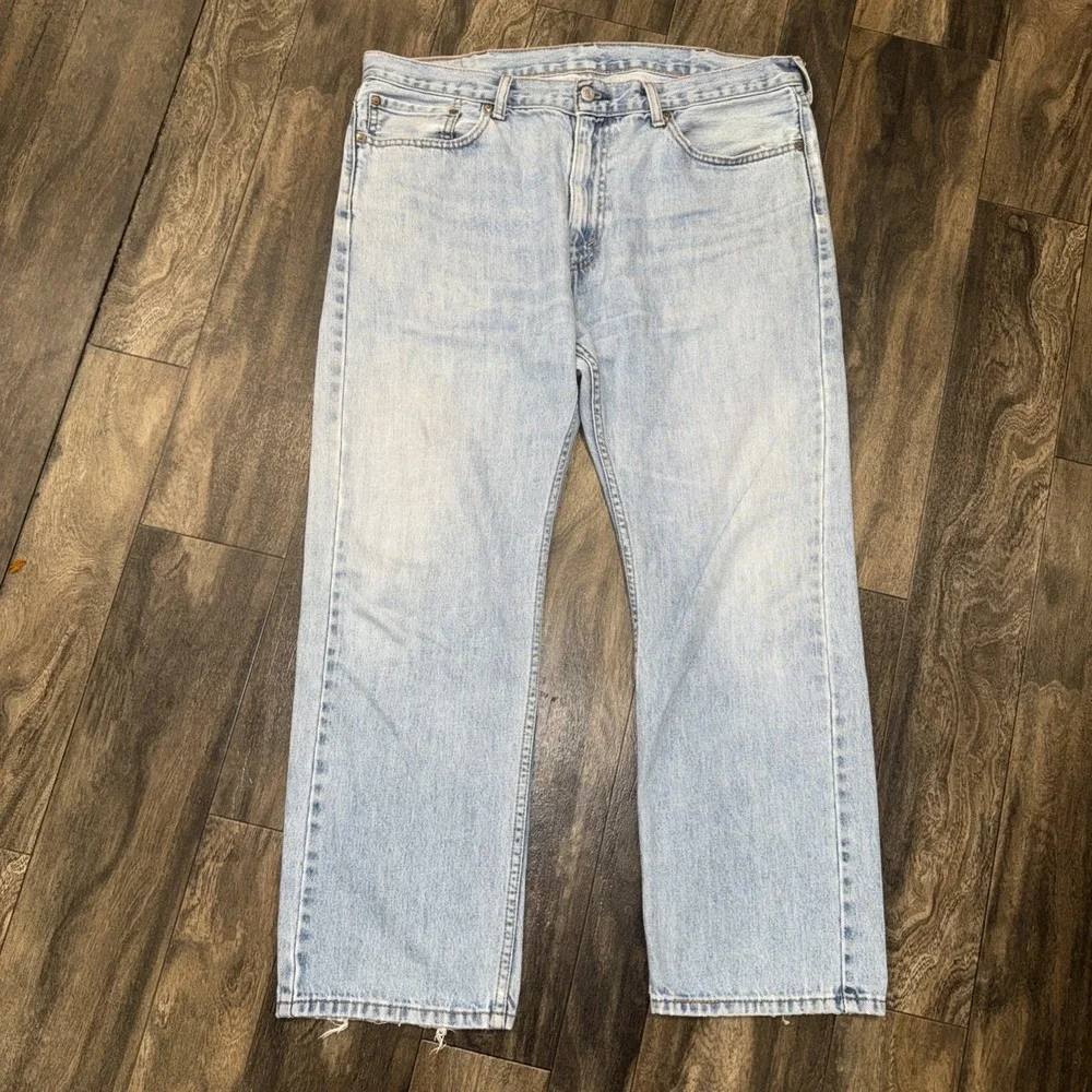 Levi's 505 Distressed Straight Leg‎ Light Wash Denim Jeans Men's Size 38x30